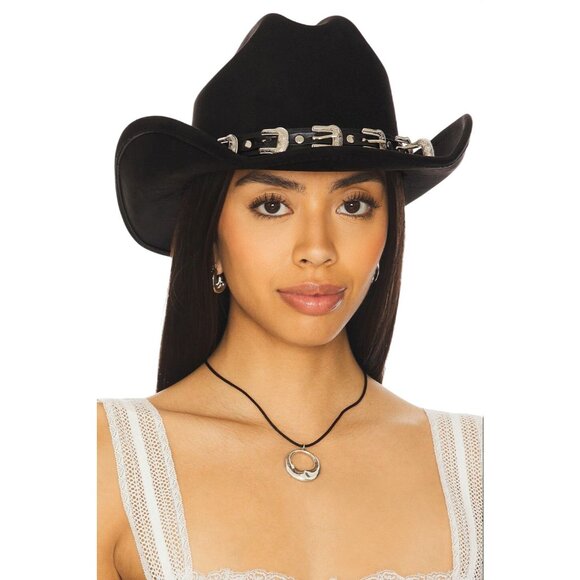 8 Other Reasons Faux Suede Juniper Cowboy Hat in Black One Size New Womens - Picture 1 of 7